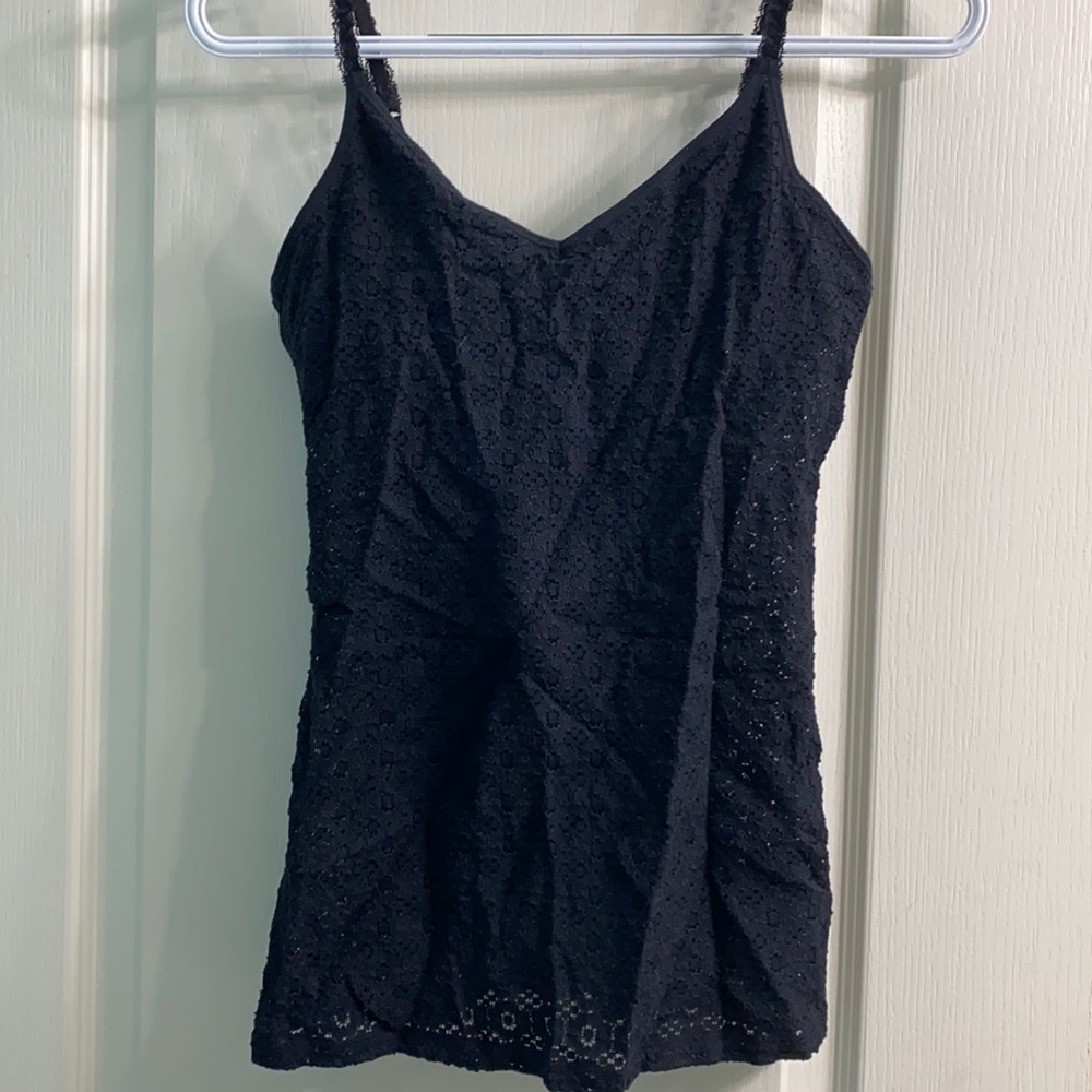 Lacy basic black tank top